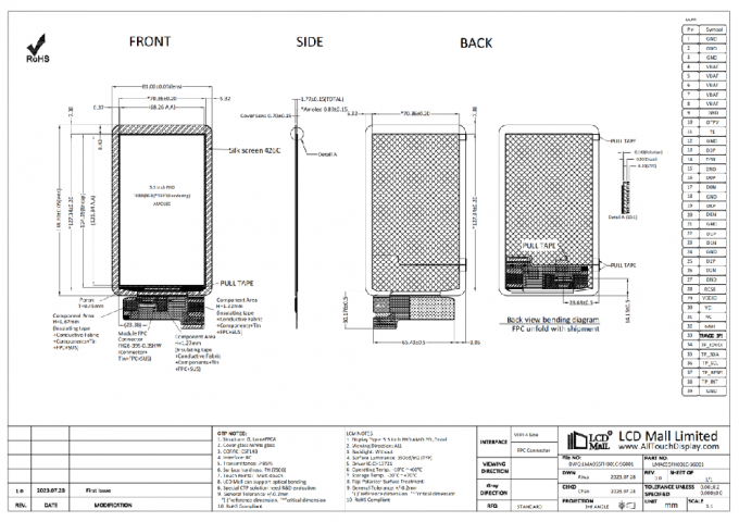 5.5'' AMOLED LCD Display 1080*1920 IPS OLED Screen MIPI Interface With Oncell Capacitive Touch 4