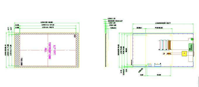 5.7inch HMI Display 720*RGB*1280 Transmissive TFT Display Module 450 Nits 3