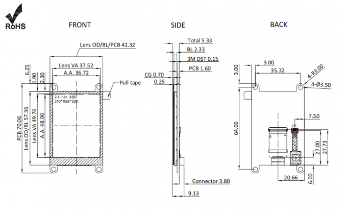 2.4 Inch LCD TFT HMI Display IPS 240*RGB*320 ALL Active View Angle CTP Touch 3