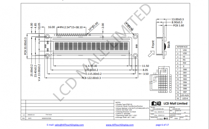 16x2 2x16 LCD Transflective Lcd Display Module 1602 Character 2