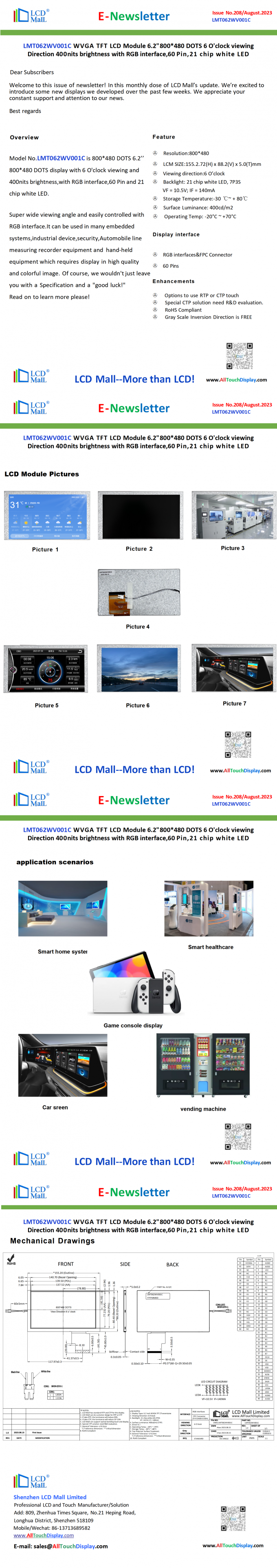 latest company news about ISSUE 208 Newsletter_6.2 inch LMT062WV001C From LCD Mall  0