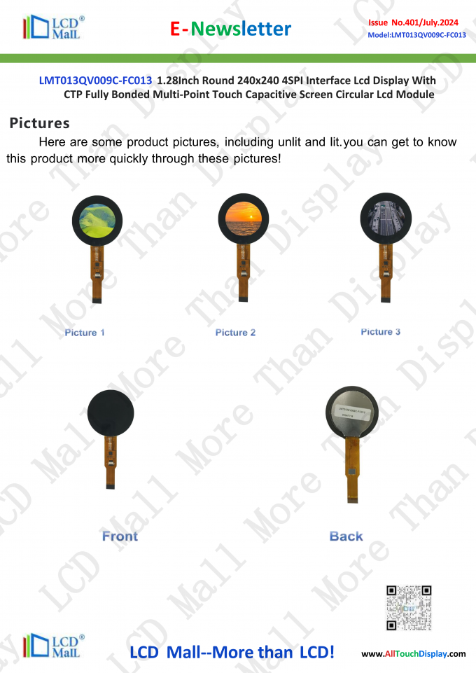 latest company news about ISSUE No.401 Newsletter 1.28 inch LT013QV009C-FC013 From LCD Mall  2