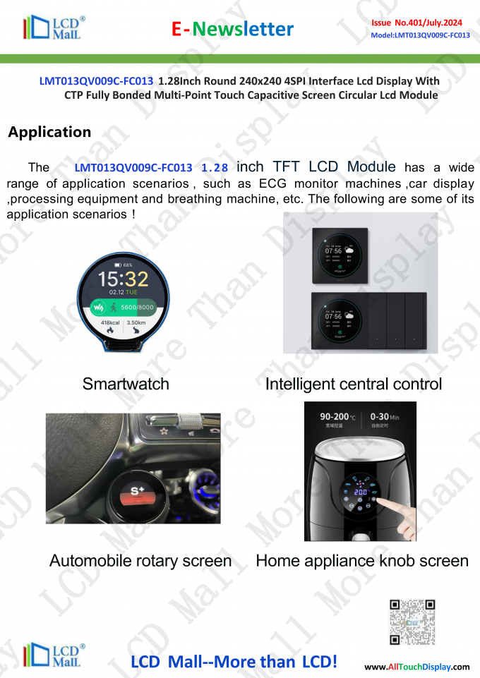 latest company news about ISSUE No.401 Newsletter 1.28 inch LT013QV009C-FC013 From LCD Mall  3