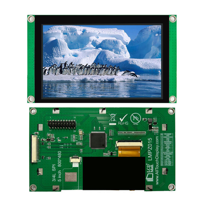 SPI Interface 400cd/m2 WVGA 5.0 Inch TFT Serial Port Screen Compatible With Windows/Linux/Raspberry Pi 0